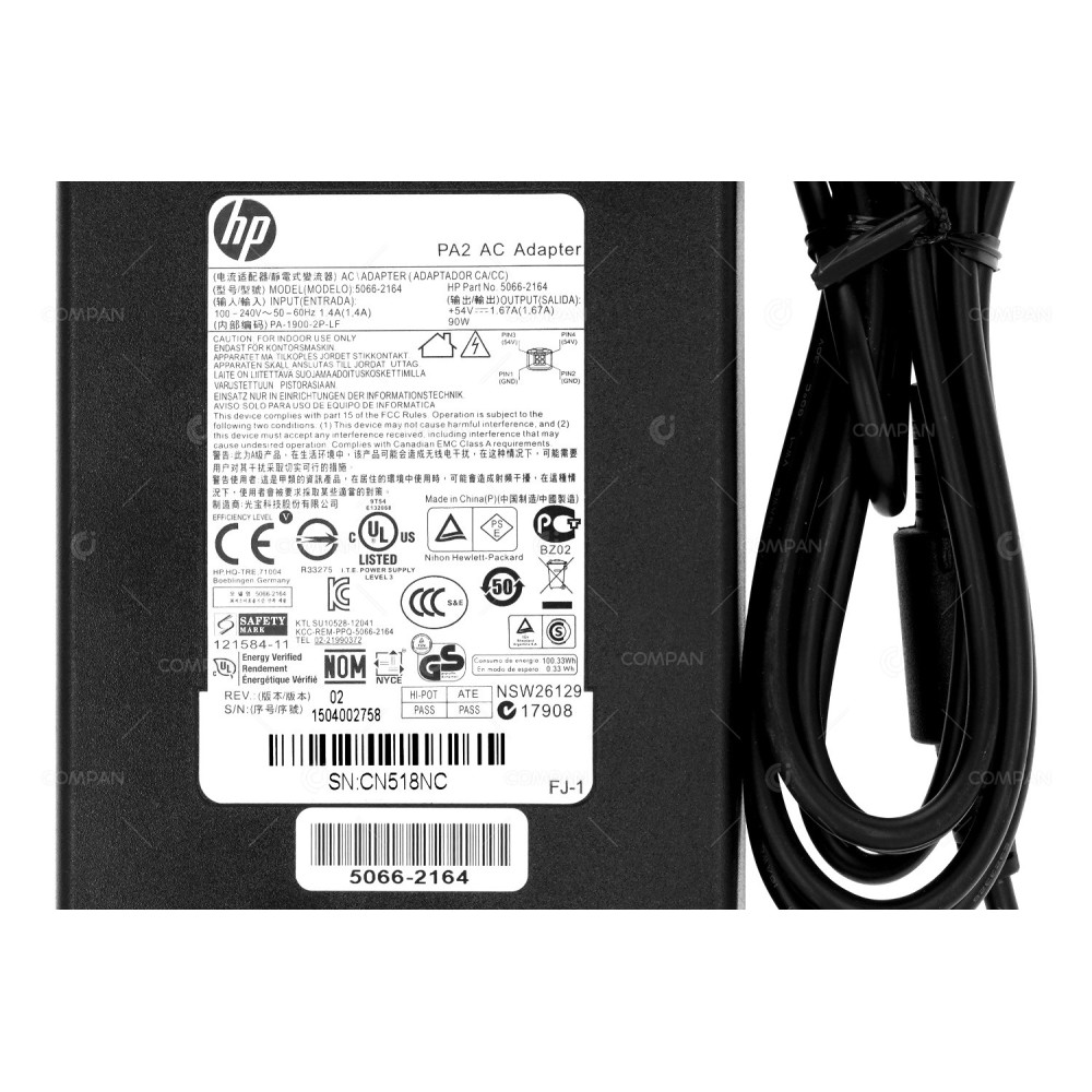 5066-2164 HP 90W 54V 1,67A AC ADAPTER FOR SWITCH J9774A J9780A PA2 AC ADAPTER